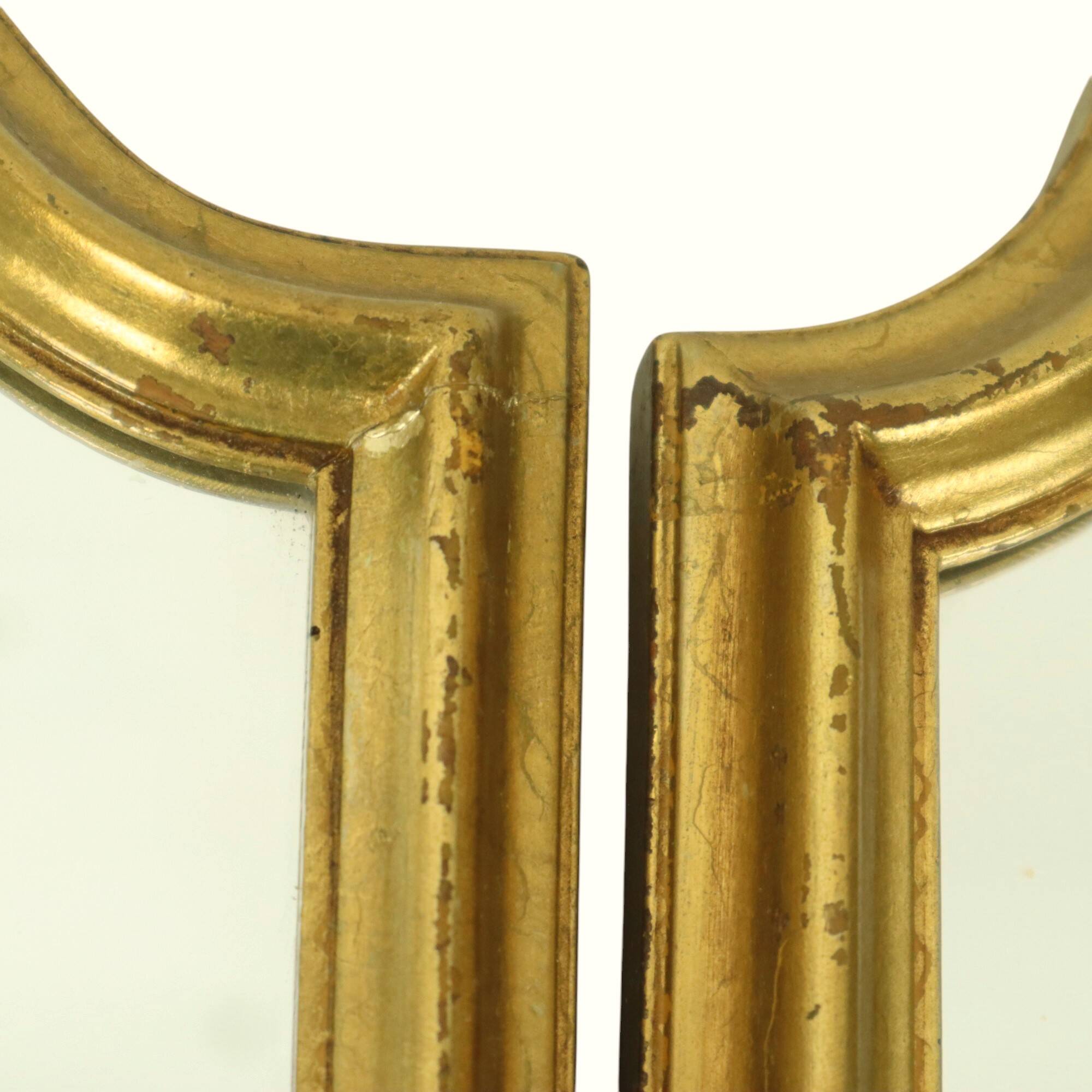 Vintage Triptych Mirror Gold Leaf Gilded Hollywood Regency 86cm