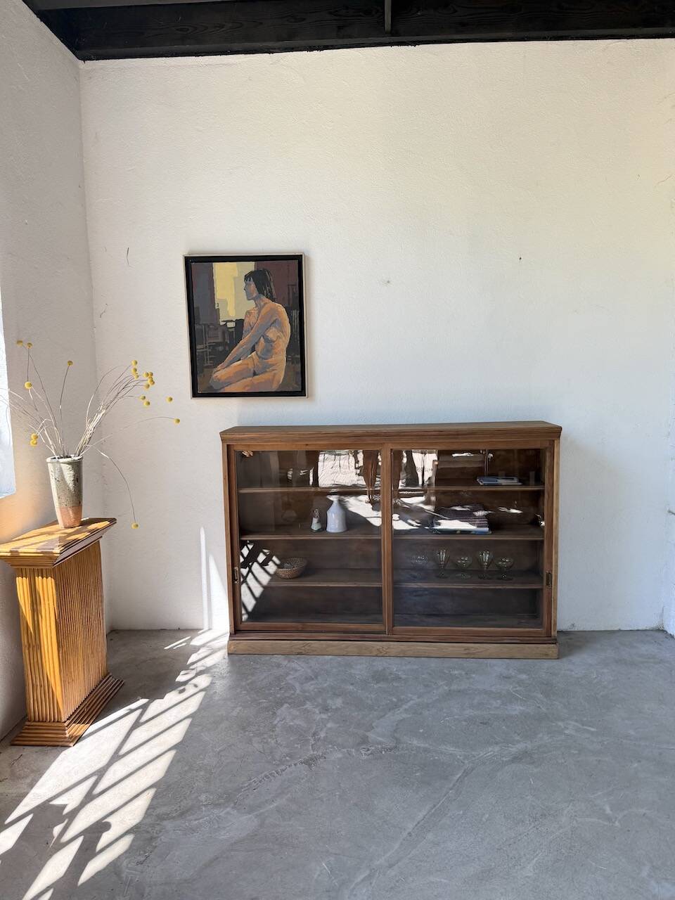 Enfilade vitrée en chêne, années 50