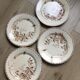 4 Flat plates in opaque porcelain from Gien "Virgin vine"