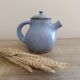 Ceramic teapot in blue/grey glaze, signed by Jeanne and Norbert Pierlot.