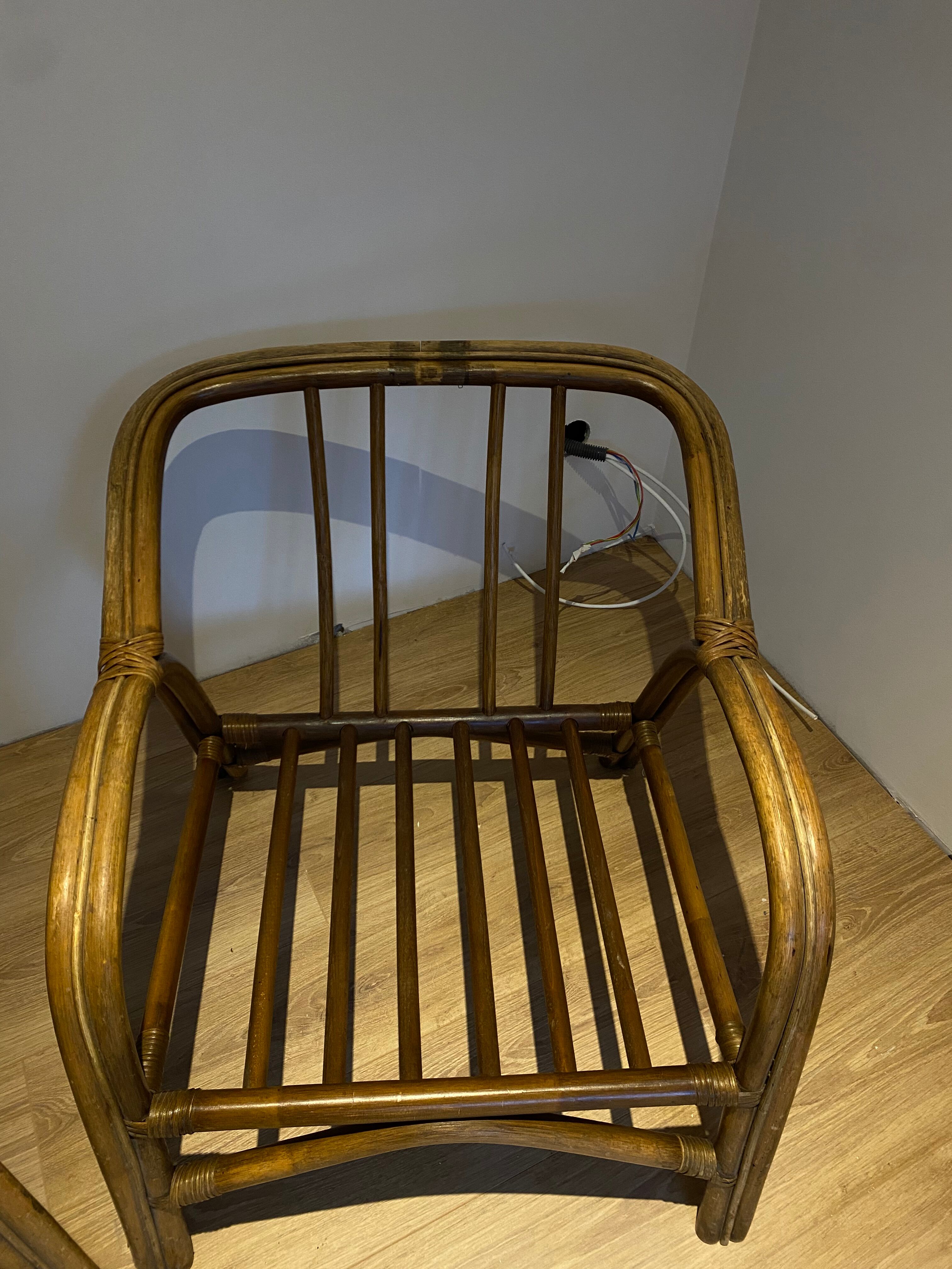 Pair of vintage rattan bamboo armchairs