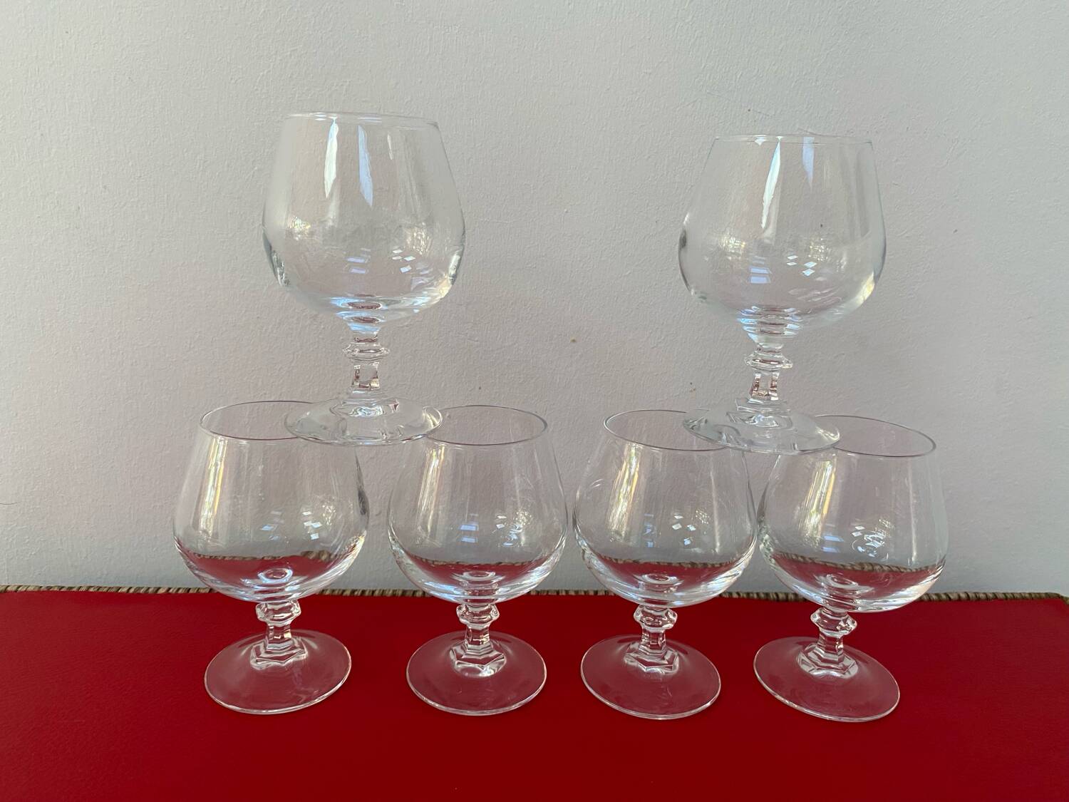 Set of 6 crystal aperitif or cognac glasses