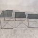 Set of 3 vintage nesting tables in chrome and smoked glass, Roche Bobois style.