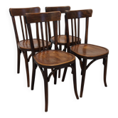 Set of 4 Baumann bistro chairs in bent beech, France circa 1930.