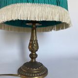 Brass and raffia lamp