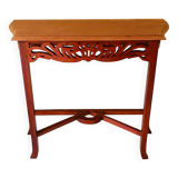 Console rectangulaire en tek et décor sculpté