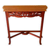Console rectangulaire en tek et décor sculpté