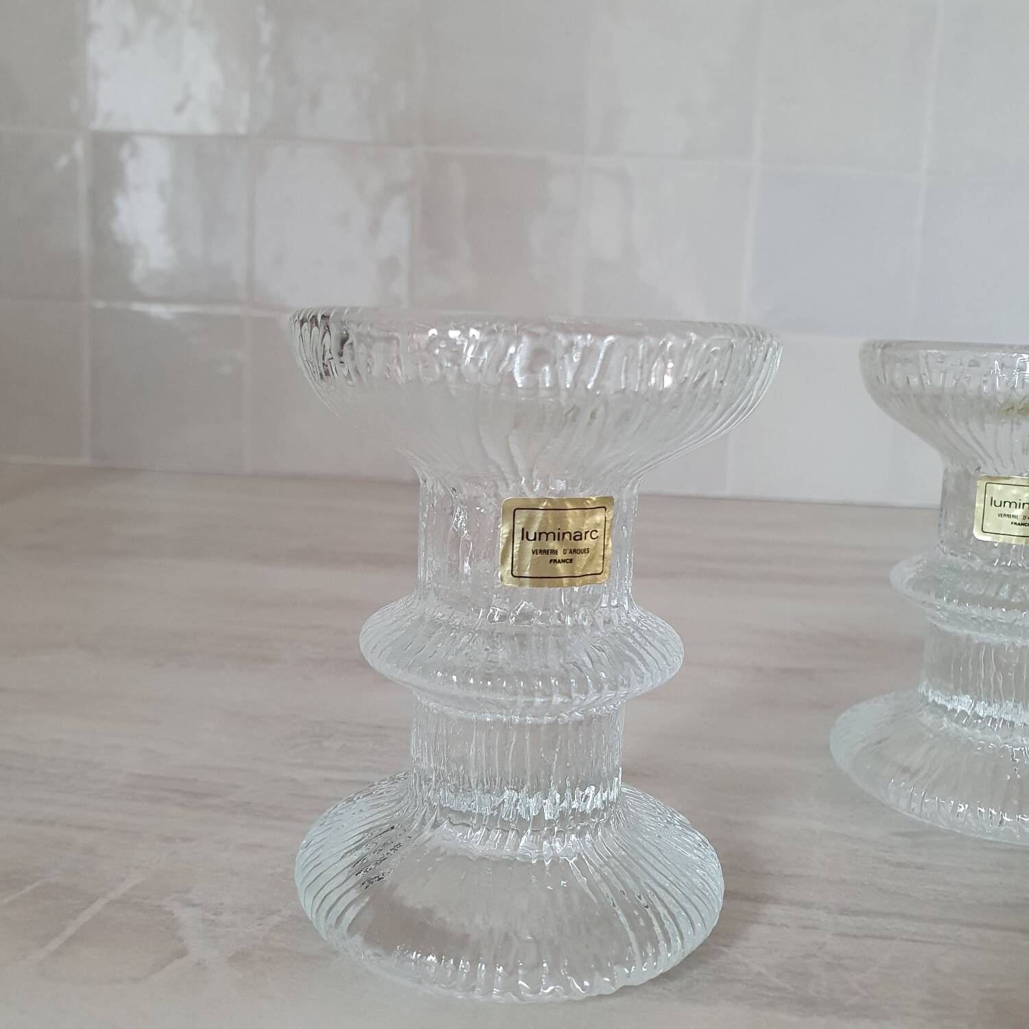 Duo de bougeoir en verre Luminarc style Timo Sarpaneva