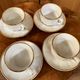 Set of 2 Apilco Flat French Porcelain Coffee Cups with Saucers, Model Flora