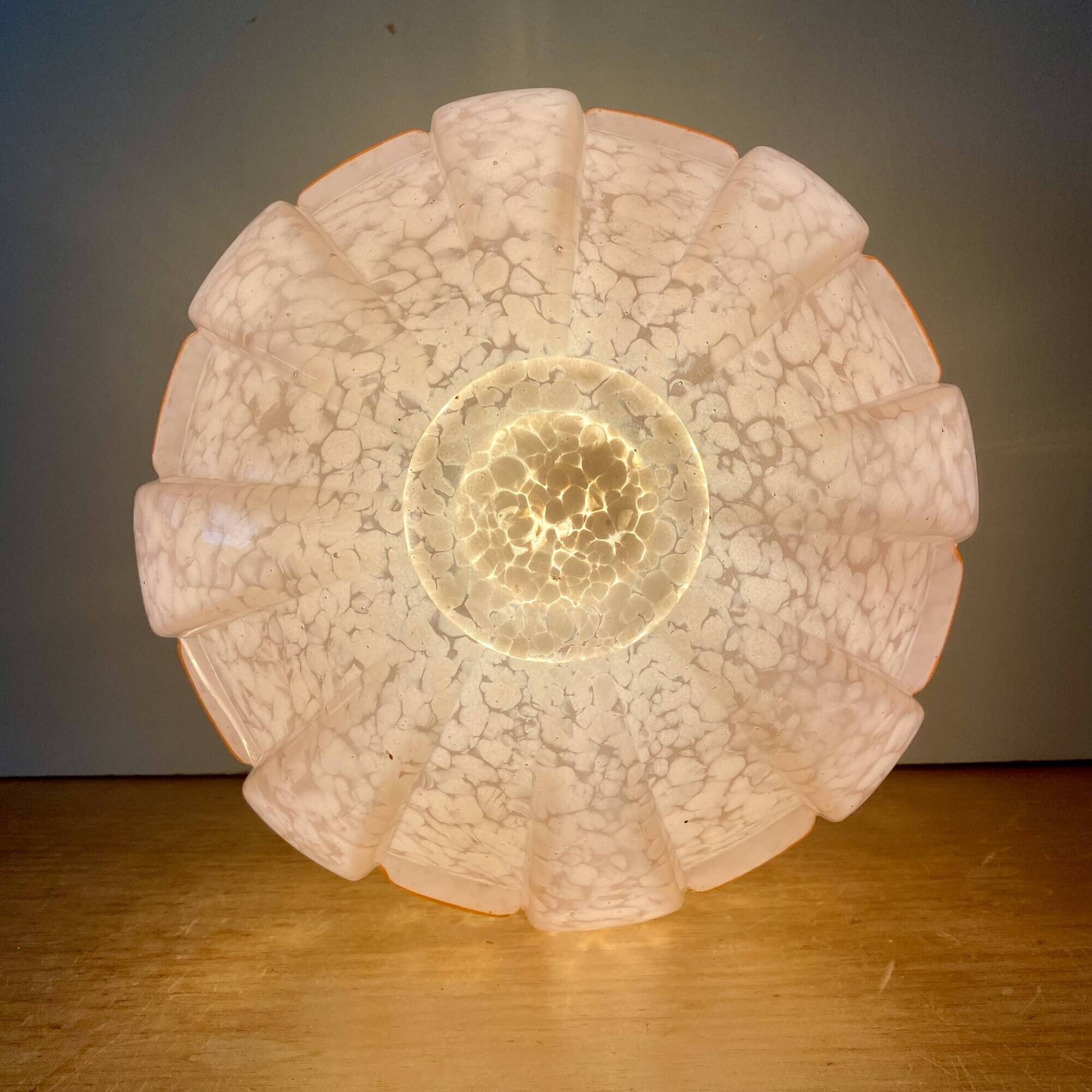 Vintage art deco globe wall or ceiling light in pink Clichy glass