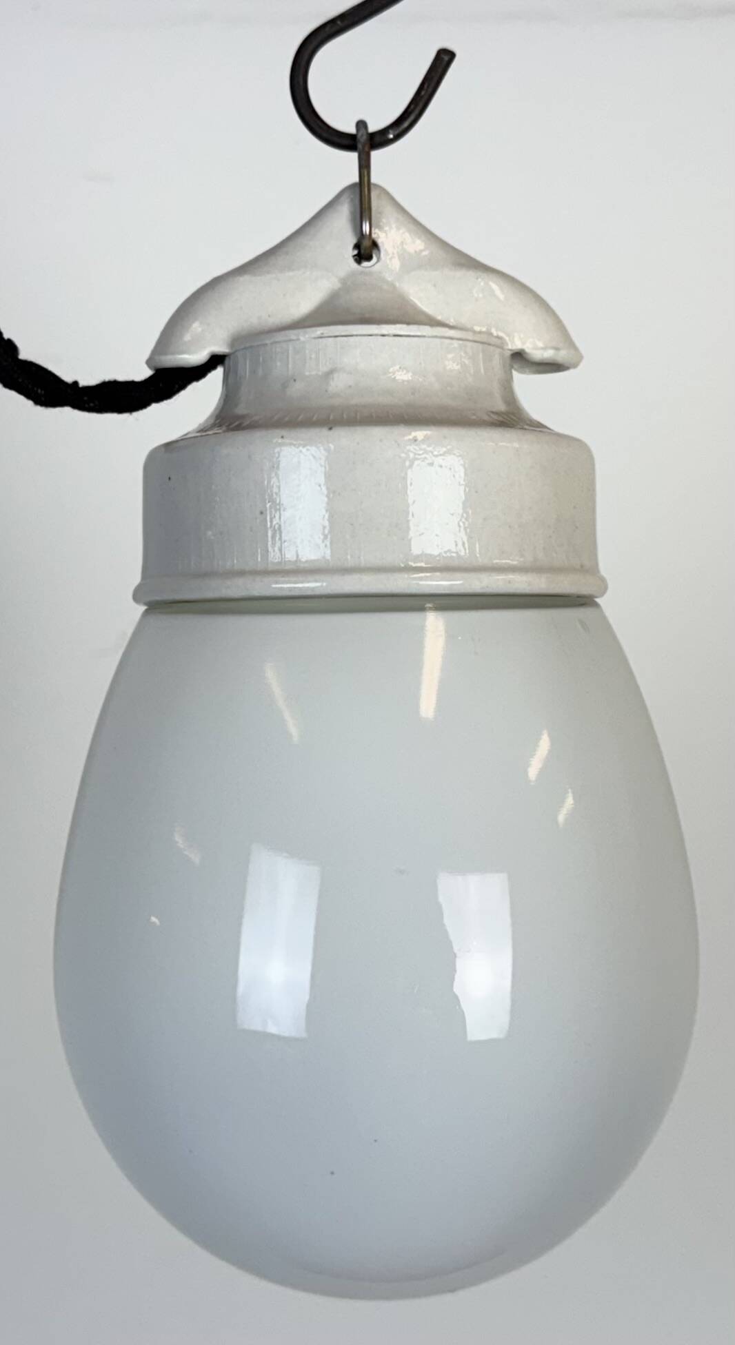 Vintage White Porcelain Pendant Light, 1970s