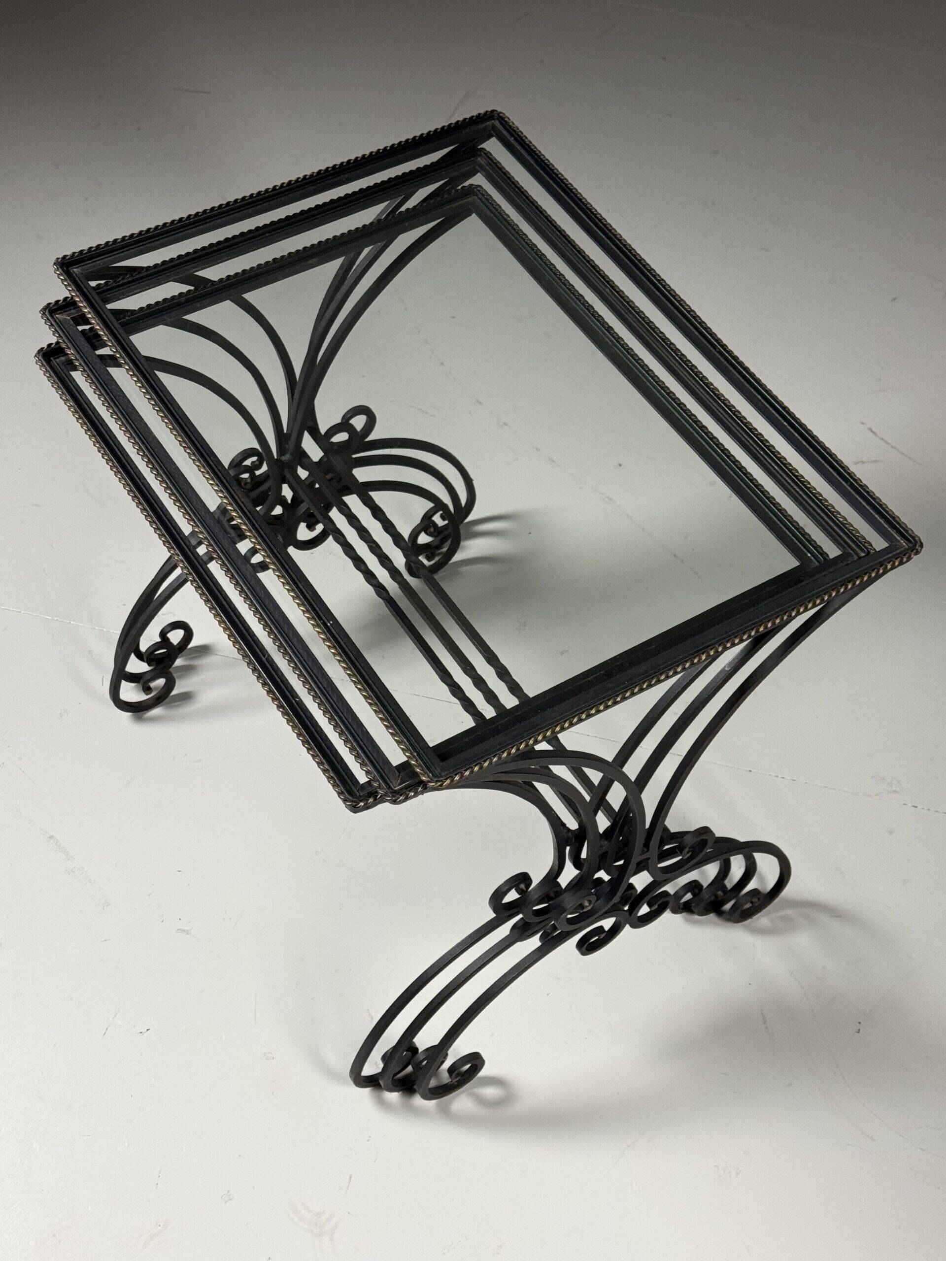 Set of 3 metal nesting tables 20th century
