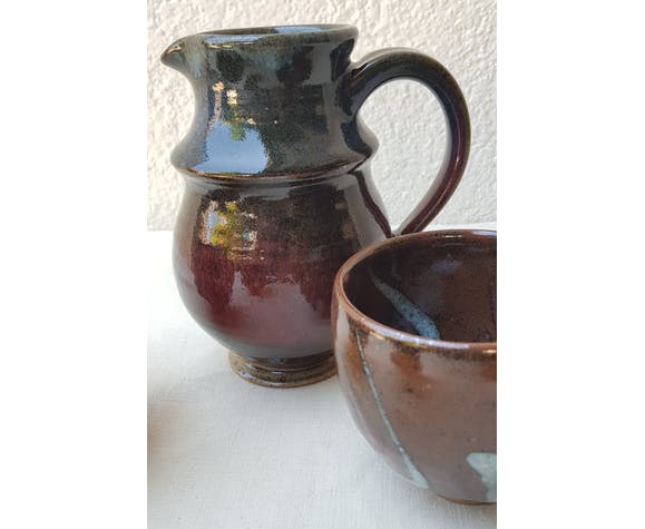Handmade ceramic pitcher and cups