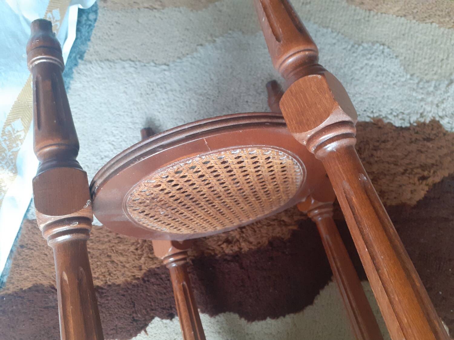 Wooden and cane serving trolley