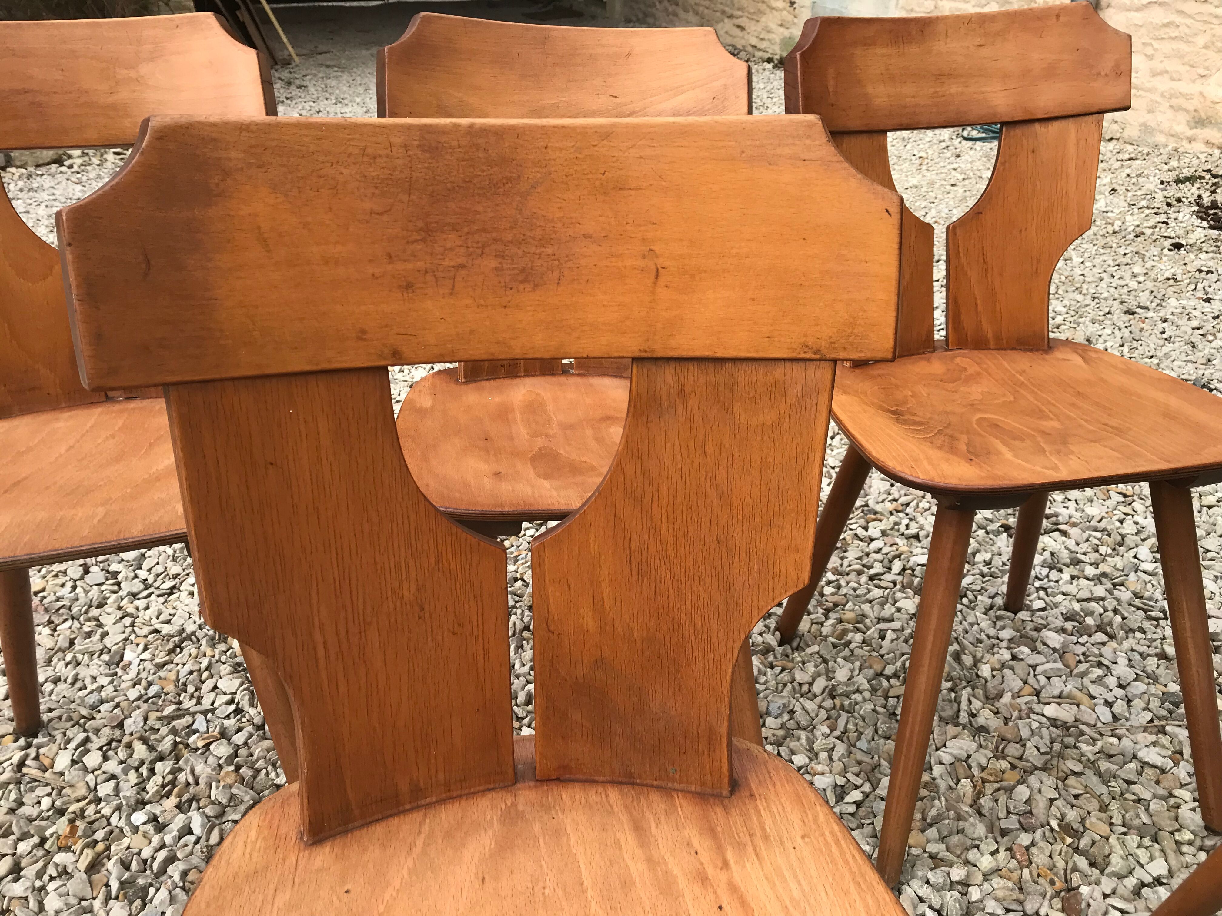 Set of 6 vintage brutalist chairs 1960-1980