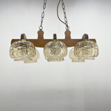1970's wood & glass chandelier, czechoslovakia
