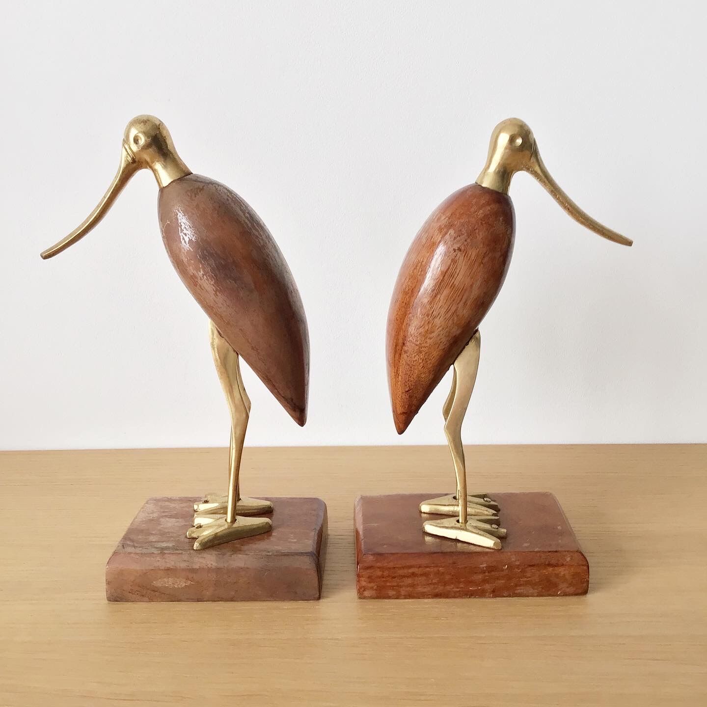 Vintage brass and rosewood birds