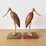 Vintage brass and rosewood birds