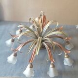 Painted metal chandelier with flowers