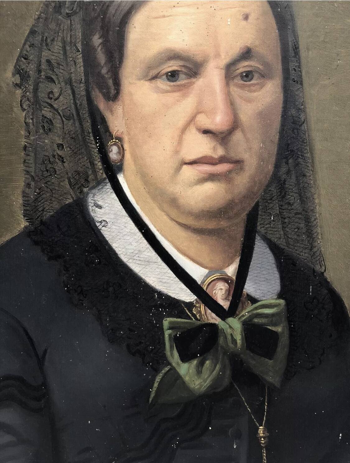 Oil painting on canvas XIX portrait Chevalier d'Eon