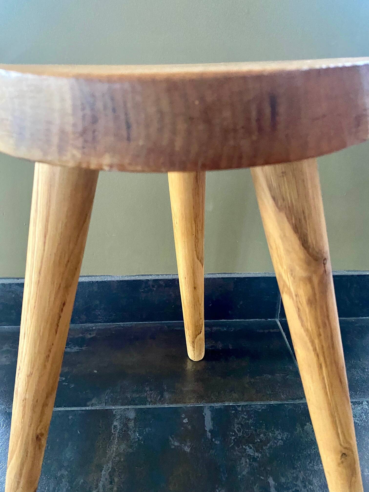 Pair of wooden tripod stools