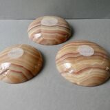 Set of 3 cups, empty pink agate pocket, 70s