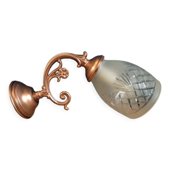 Wall lamp support metal copper globe frosted glass