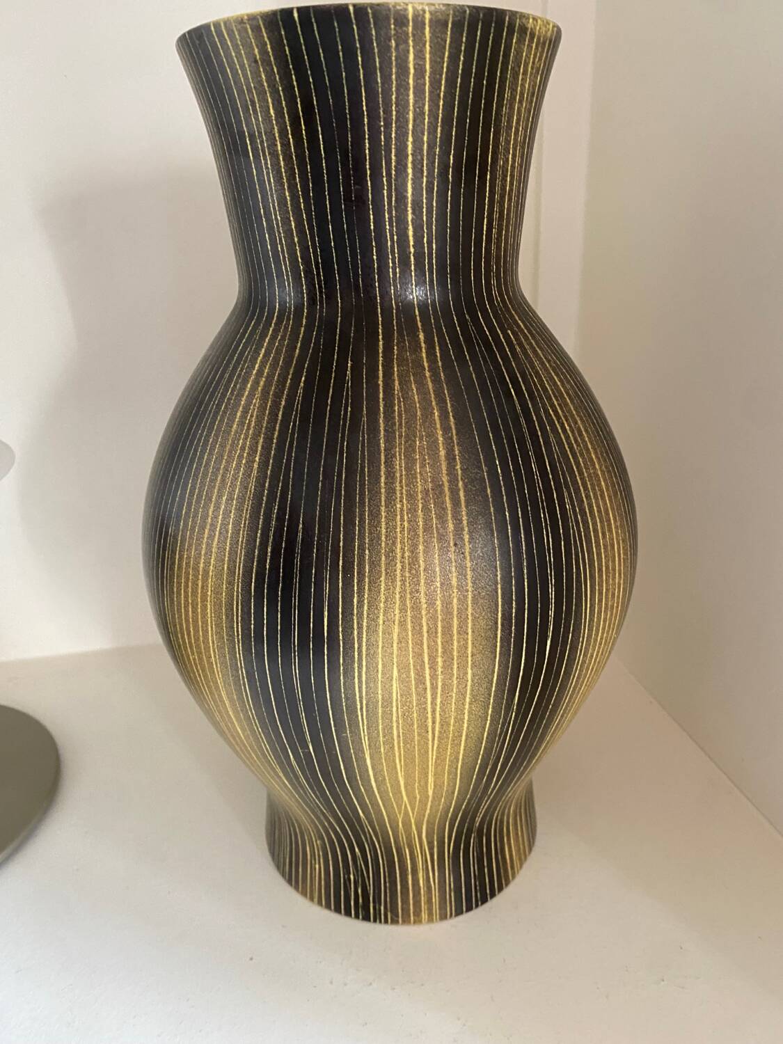 Saint Clément ceramic vase from the 50s, black and yellow