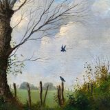 Painting Jean Paul Barre (born in 1954) HST "The end of winter" Landscape of Brière