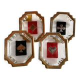 Coffret de 4 cendriers de bridge anciens – porcelaine/céramique