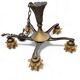 5 arms Art Deco / Art Nouveau / brass hanging lamp / Hand blown floral shades