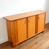 Buffet wood and rattan vintage 1970s