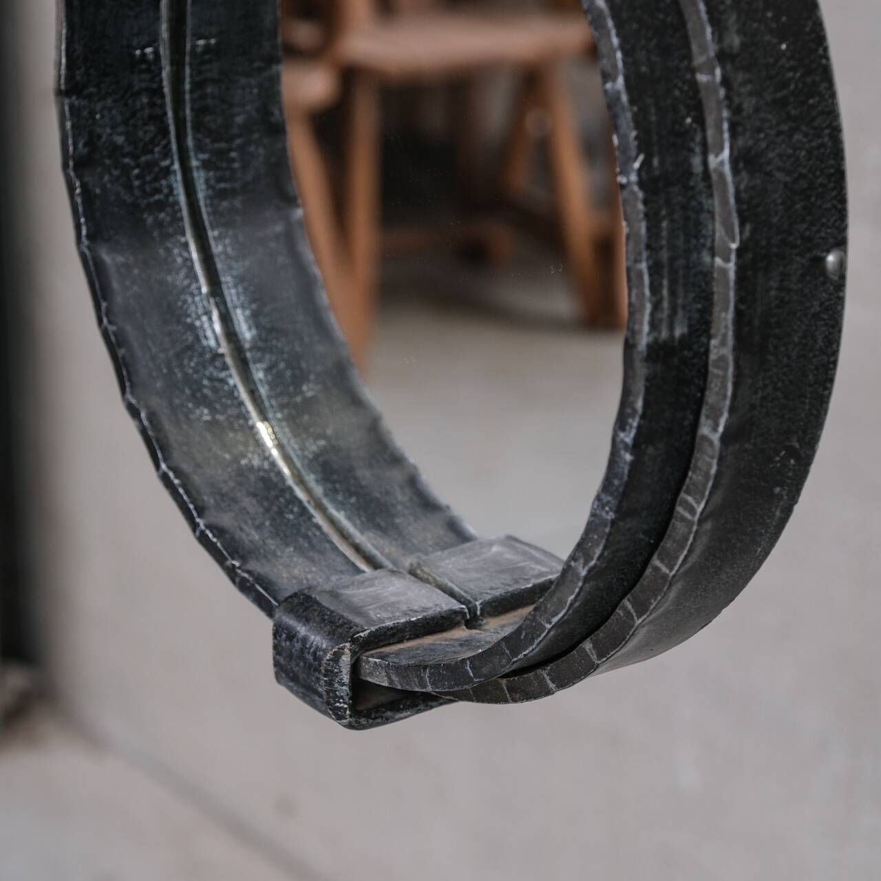 Brutalist French Mid-Century Wall Mirror