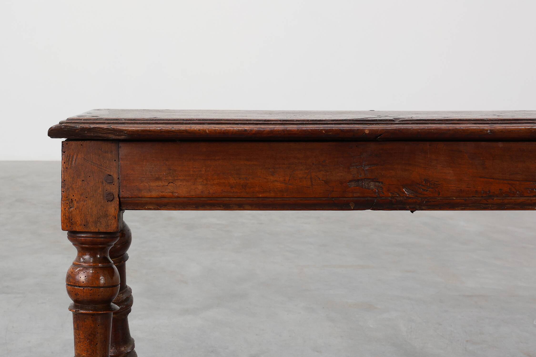 Antique English oak farmhouse bench, UK ca. 1850