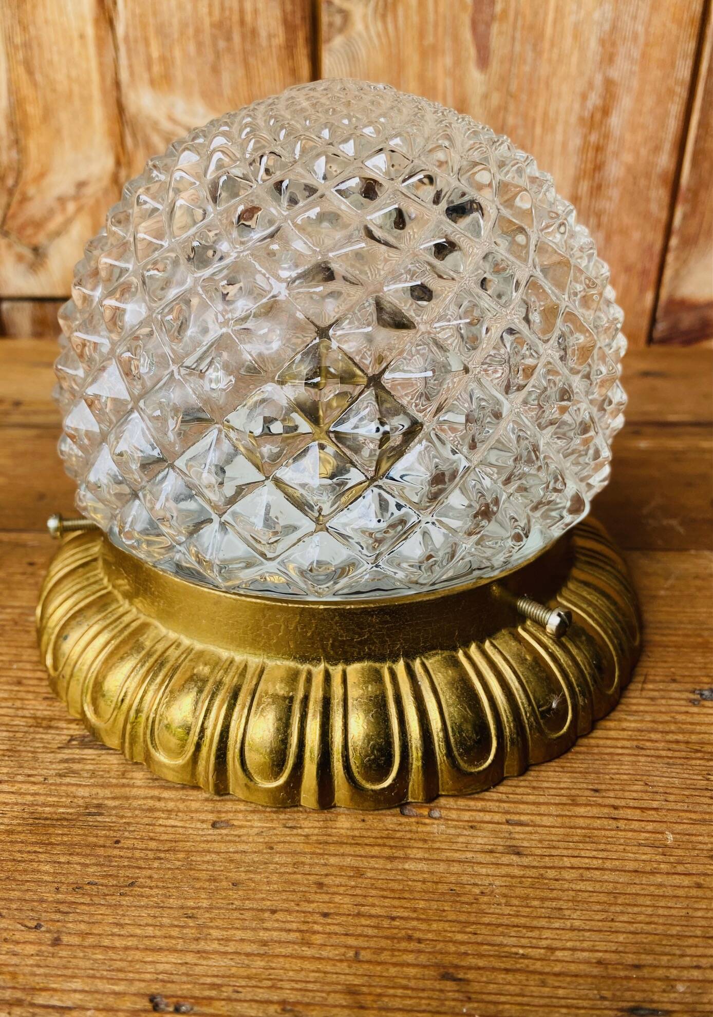 Vintage glass and brass ceiling light