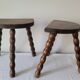 Duo de tabourets brutalistes demi-lunes