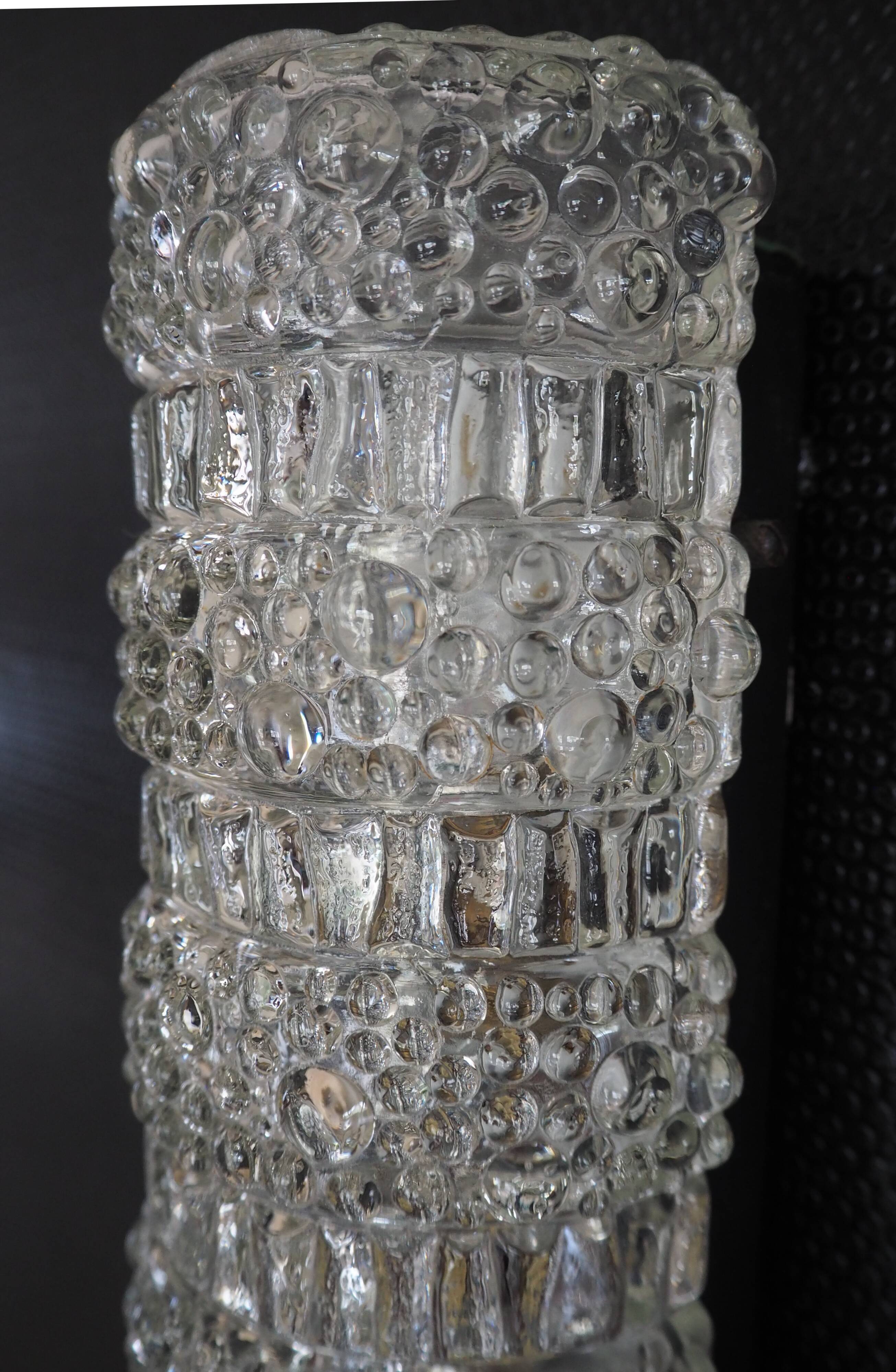 Transparent worked glass sconce from the 1950s