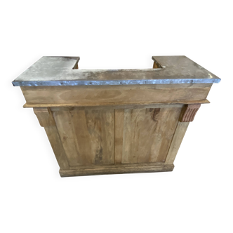 Old and authentic bar furniture, bistro counter, oak and zinc, 1950.