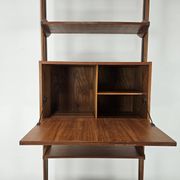 1960s teak floor/sky bookcase with shelves and compartment