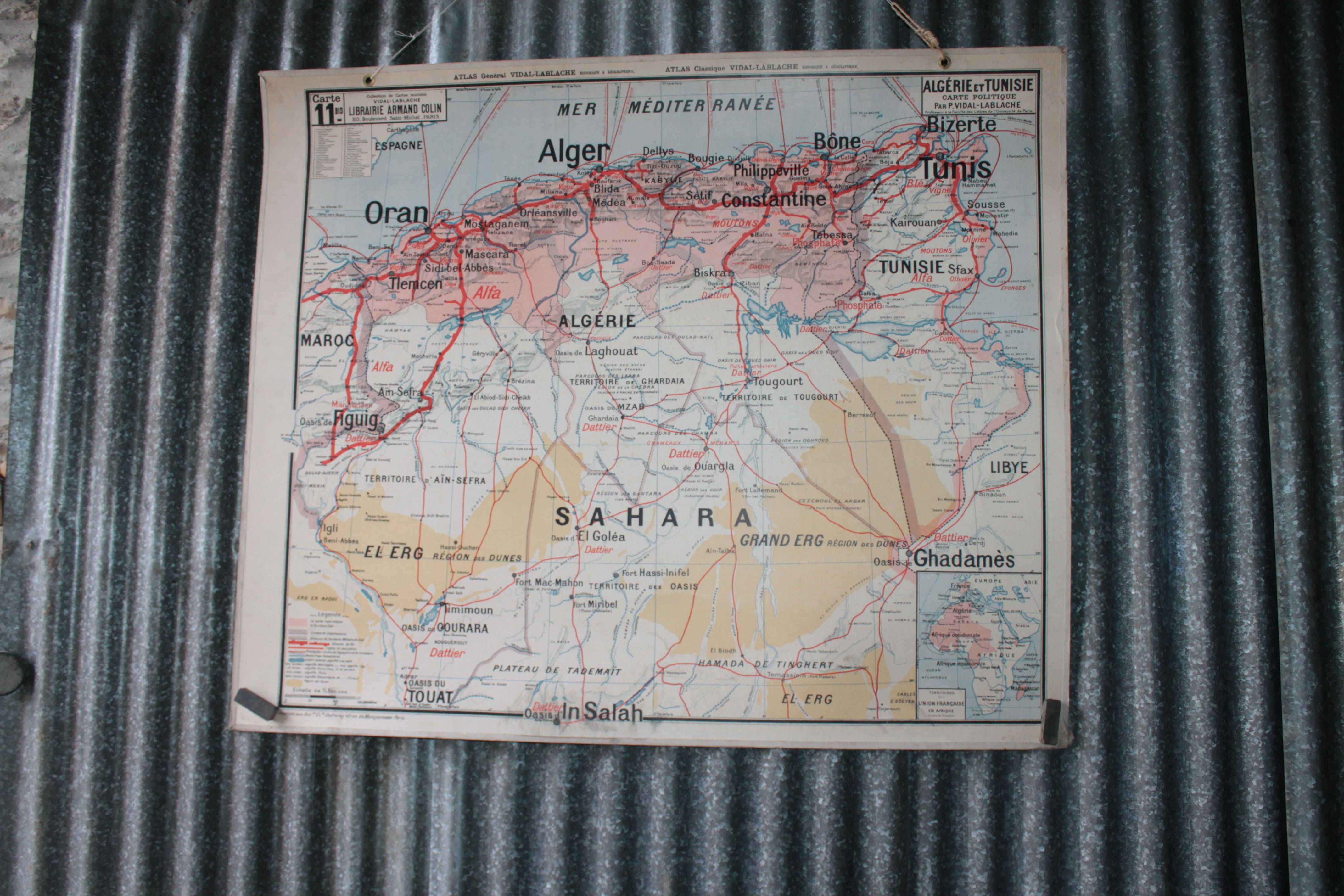 School map Vidal 11 bis Algeria and Tunisia