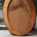Vintage woven wicker oval mirror