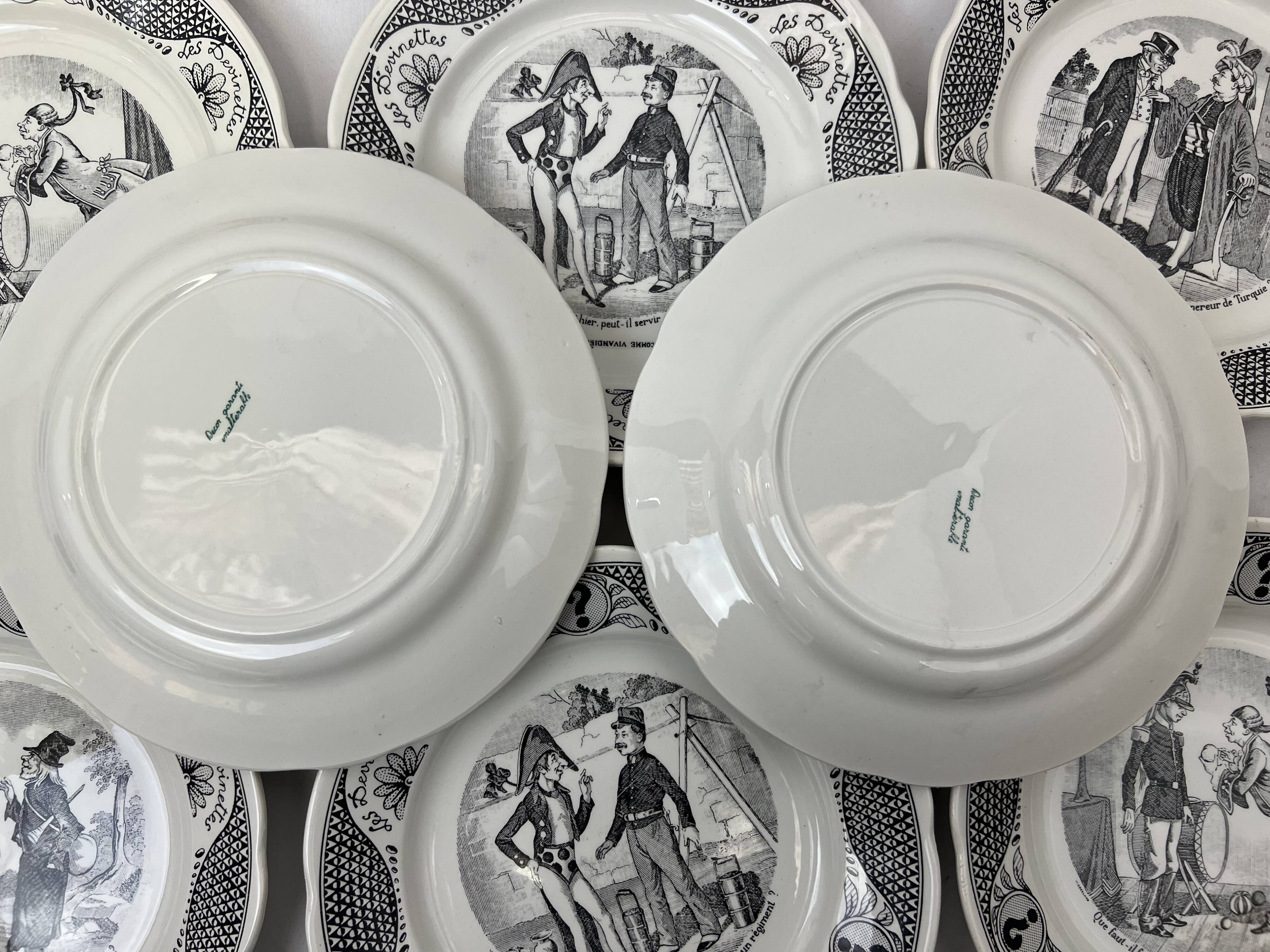 10 talking dessert plates on the theme of riddles Sarreguemines