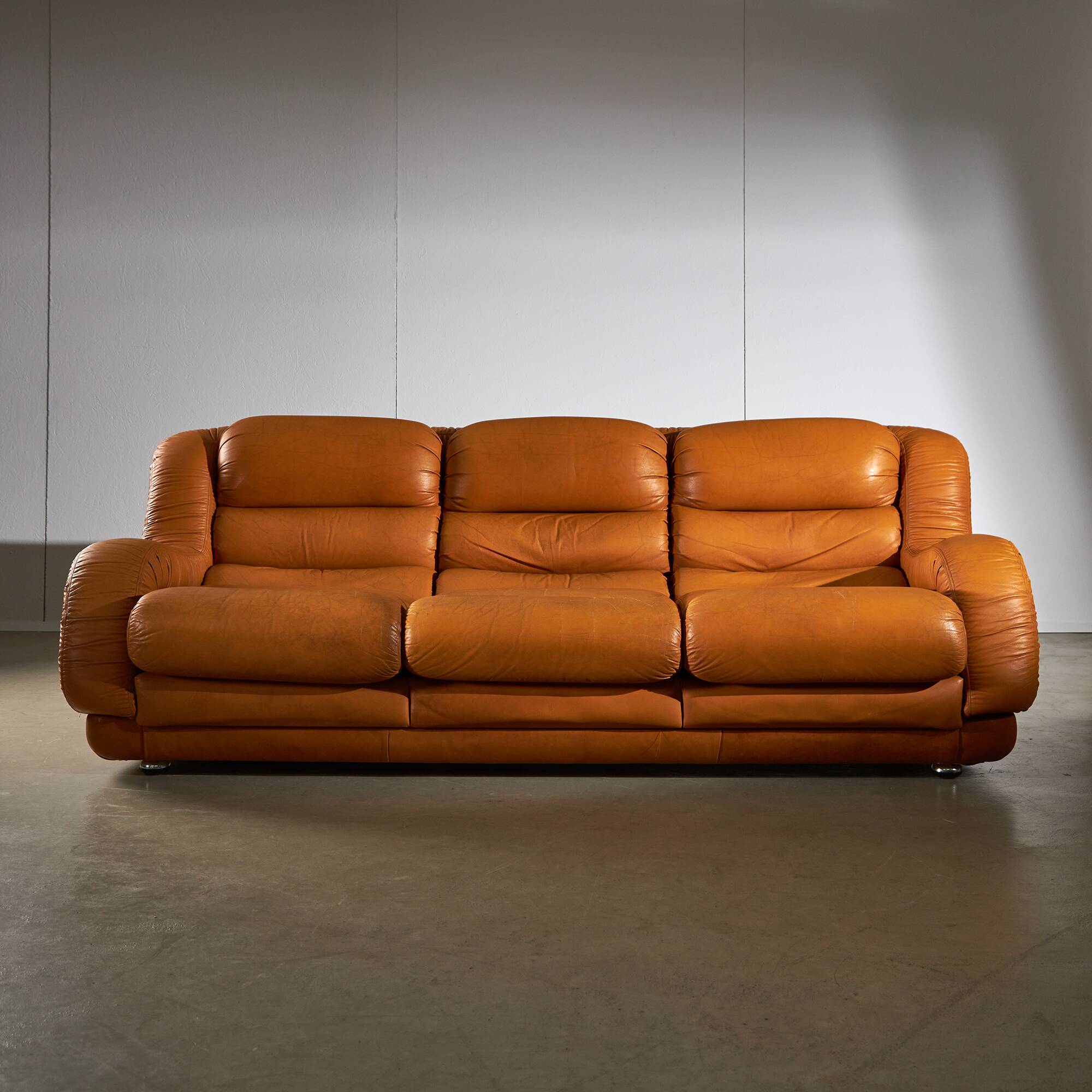 Light Warm Brown Leather Sofa Set