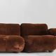 Vintage modular sofa brown velvet and chrome Italy 1970s
