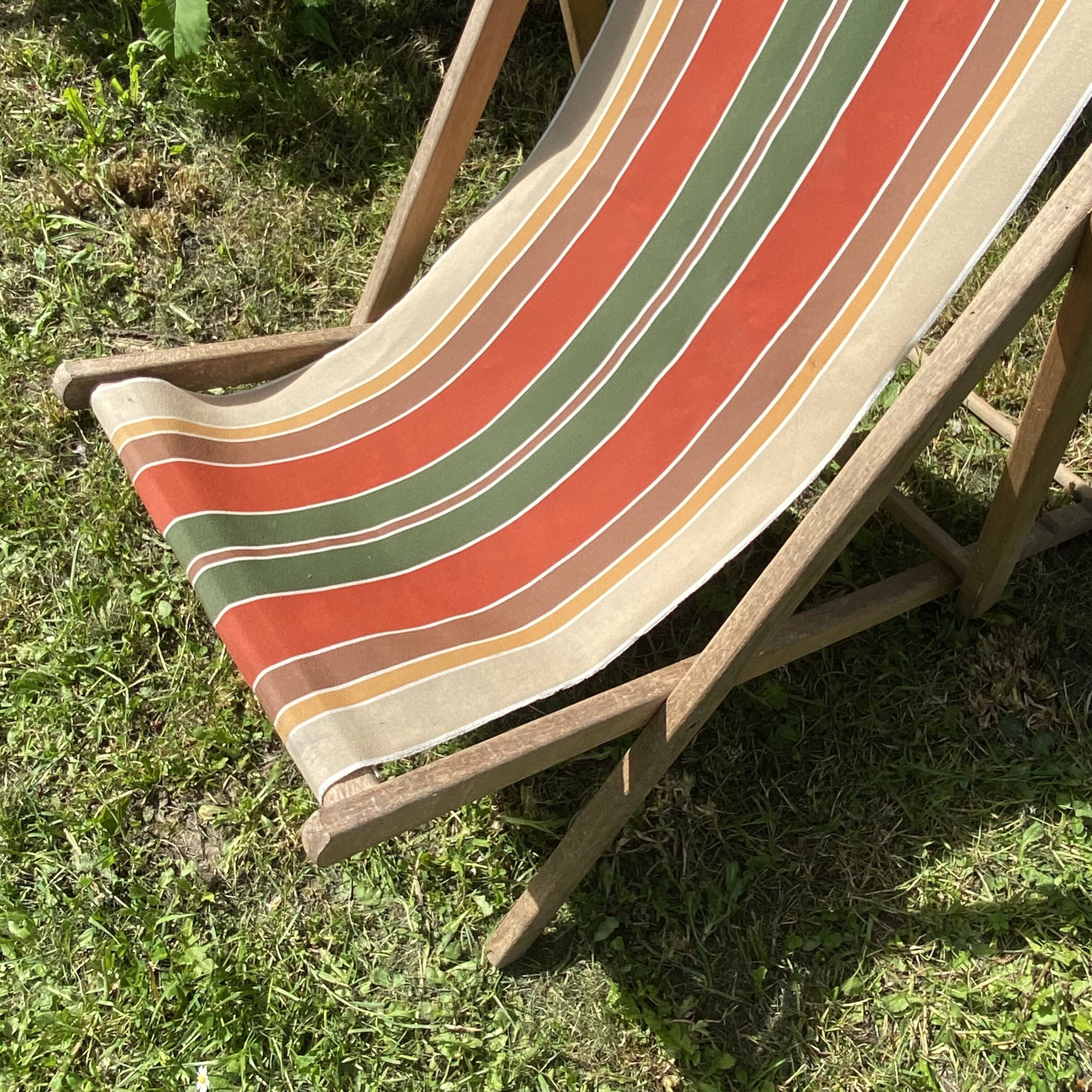 Chilean deckchair vintage striped canvas