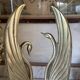 Pair of brass bookends, sculptural swans in Art Nouveau style.