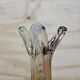 Vintage Murano glass vase, amber/white speckled finger vase