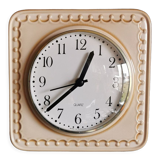 Vintage ceramic clock square silent wall clock "Quarz caramel"