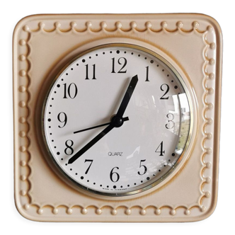 Vintage ceramic clock square silent wall clock "Quarz caramel"