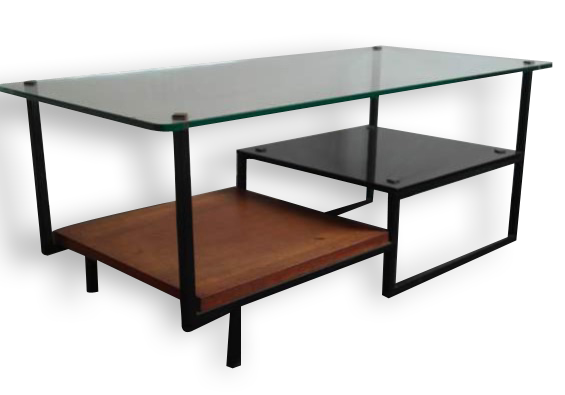 Table low vintage 50s 60s glass